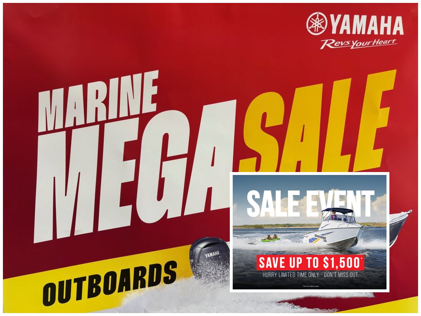 sunset marine mega sale banner